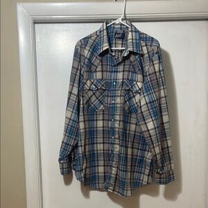 Levi's Blue and White Casual Button Down Shirt xl